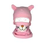 Bonnet et tour de cou chat rose fille