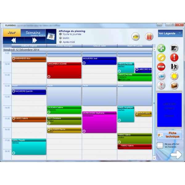 Planning du jour