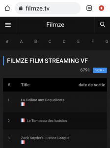 liste film sur filmze